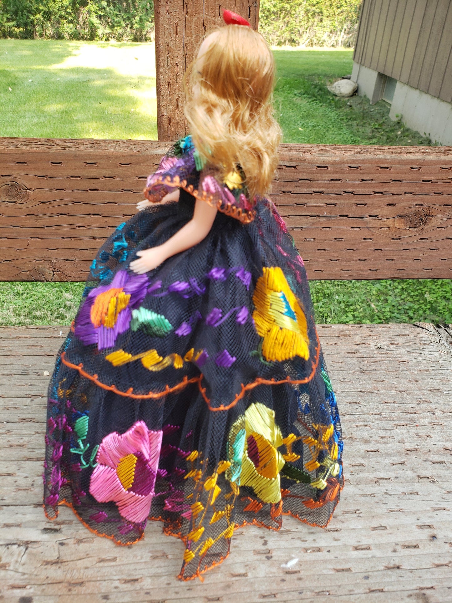 Vintage Doll in Embroidered Chiapaneca Dress