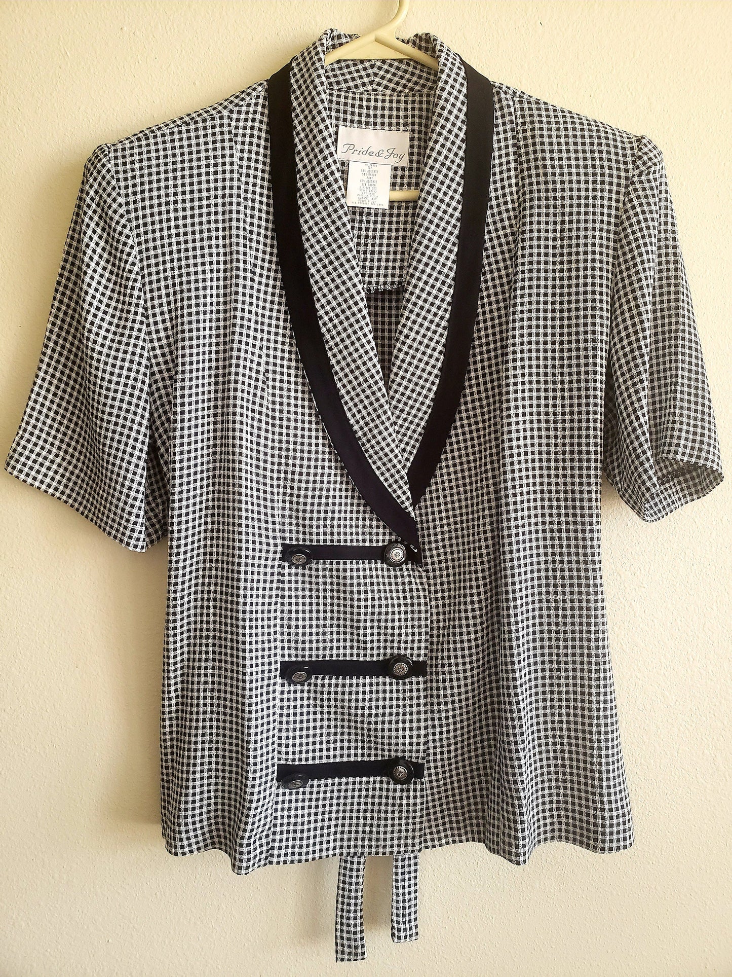 Vintage Houndstooth Print Blouse by Pride & Joy, Size 12