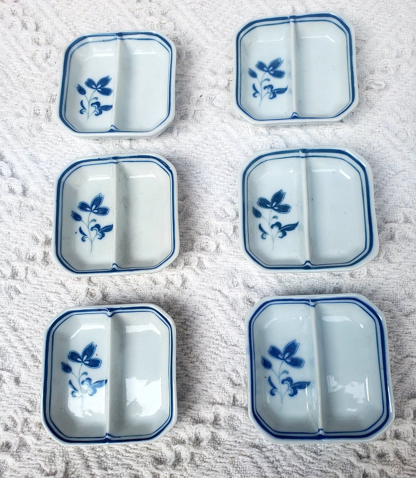 Vintage Blue and White Dipping Dishes, Set of 6
