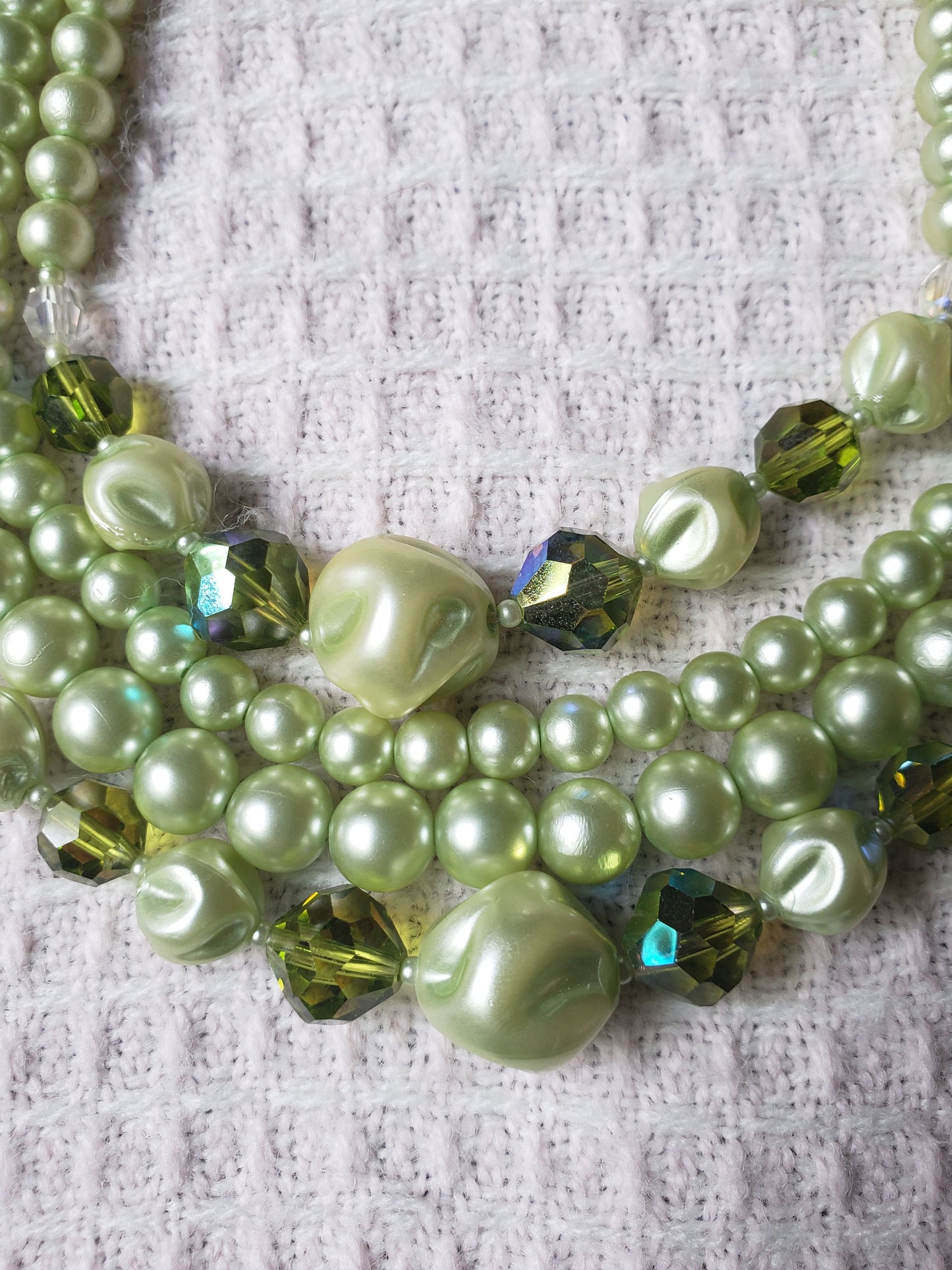 Vintage Sea Foam Green Necklace and Matching Earrings