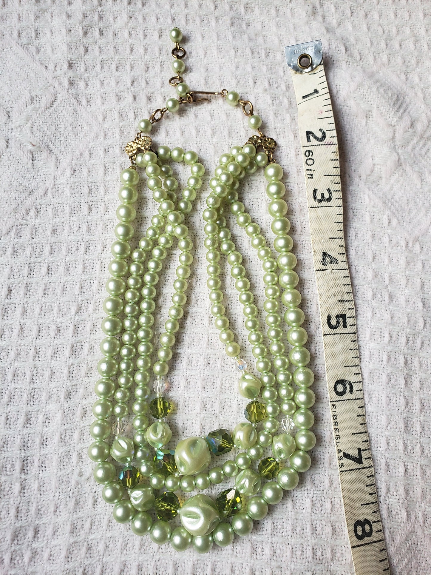 Vintage Sea Foam Green Necklace and Matching Earrings