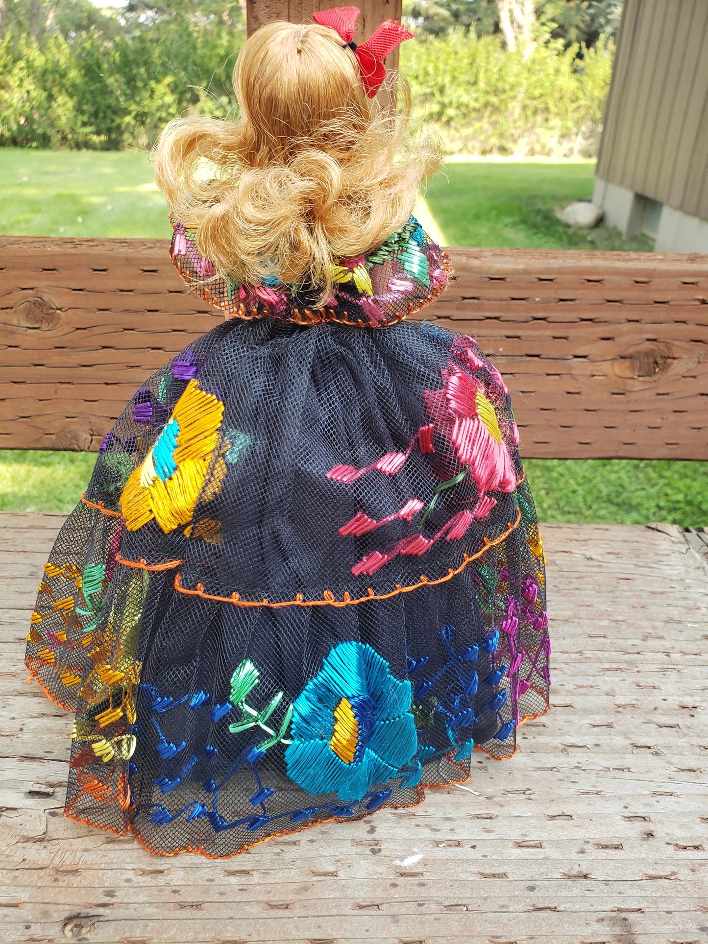 Vintage Doll in Embroidered Chiapaneca Dress