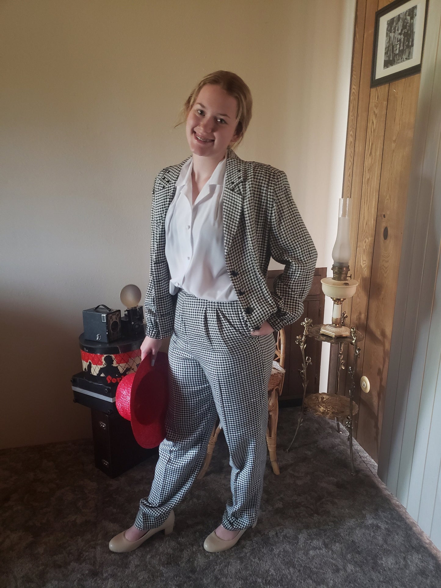Vintage 1980’s J Hardin Houndstooth Jacket, Pant, and Skirt set