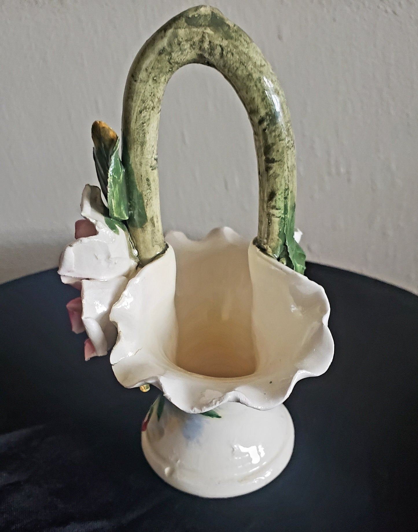 Vintage Italian Porcelain Flower Basket