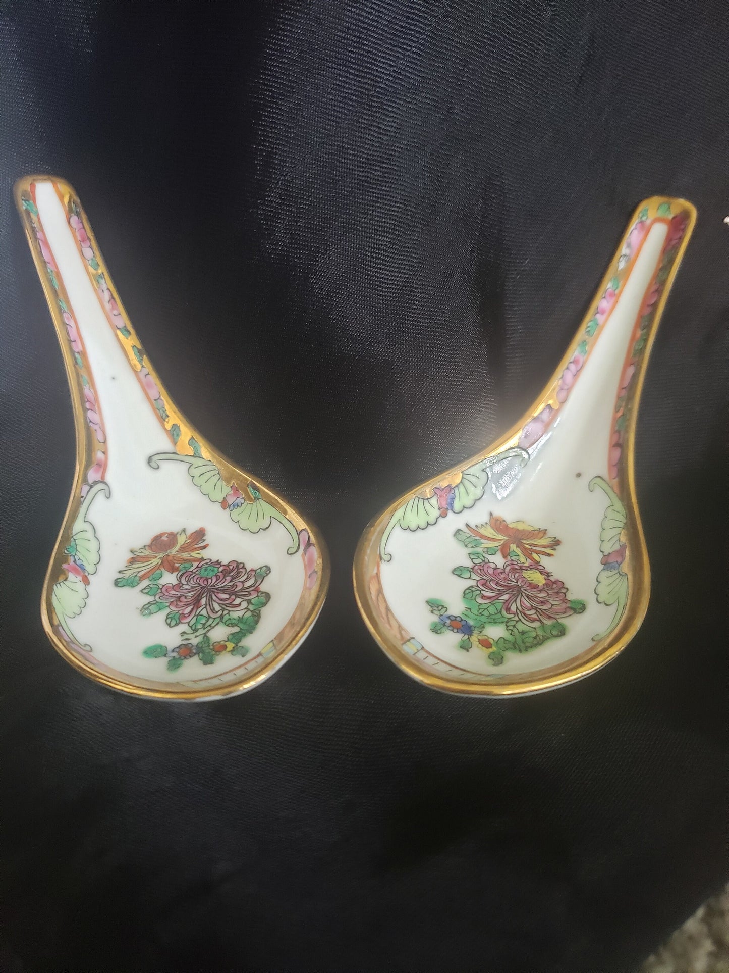 Set of Two Vintage Chinese Porcelain Rice Spoons