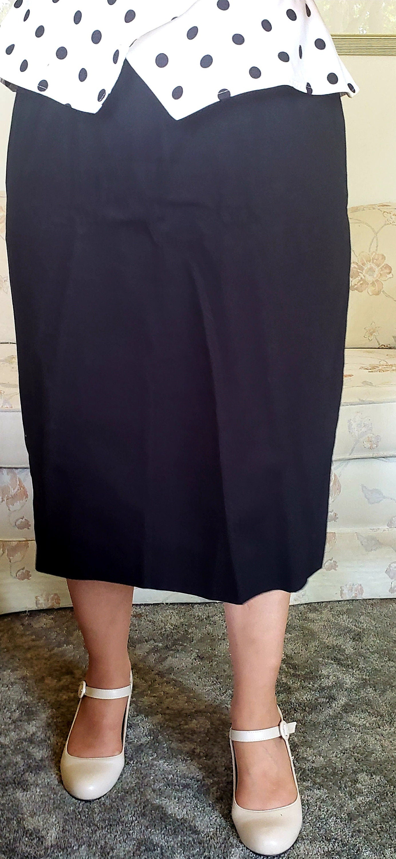 Vintage Henry-Lee Petites Polka Dot Blouse and Skirt Size 14