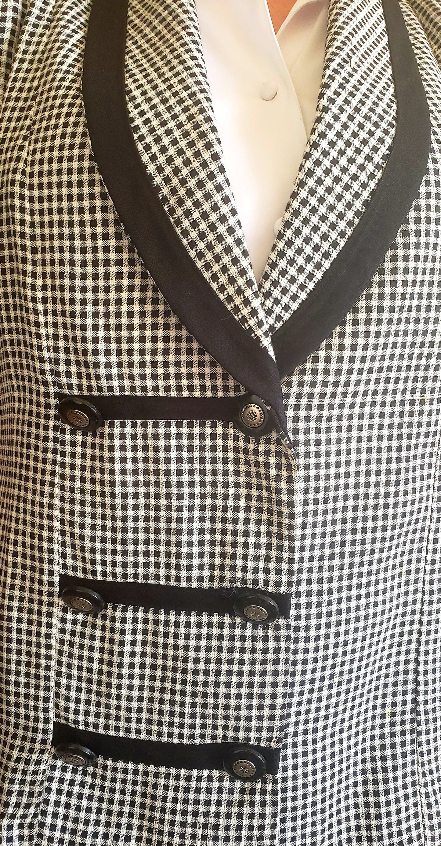 Vintage Houndstooth Print Blouse by Pride & Joy, Size 12