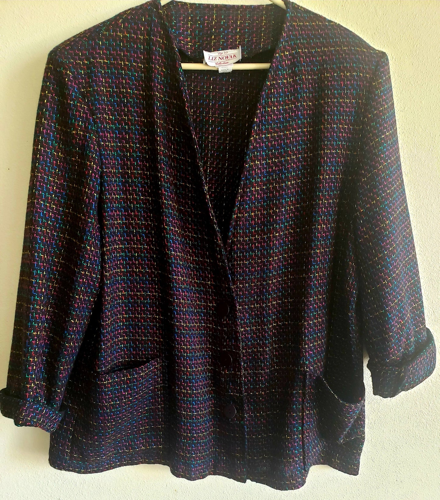 Multicolored Houndstooth Weave Oversized Jacket by Liz Novak