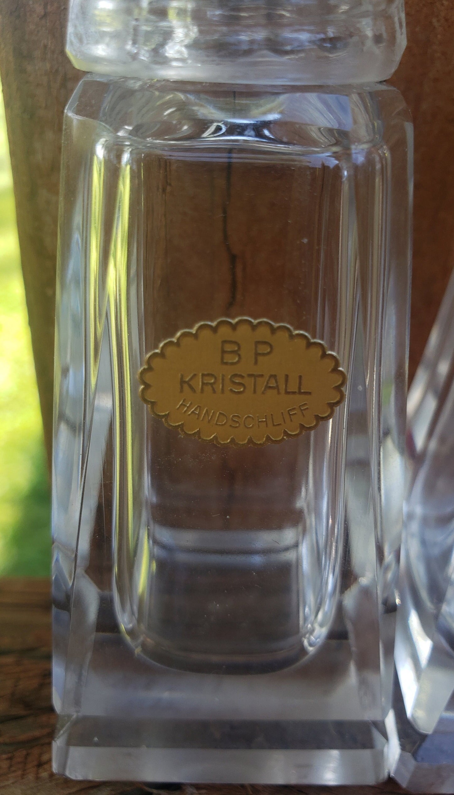Set of 2 Vintage Salt Shakers Marked BP Kristall Handschiliff