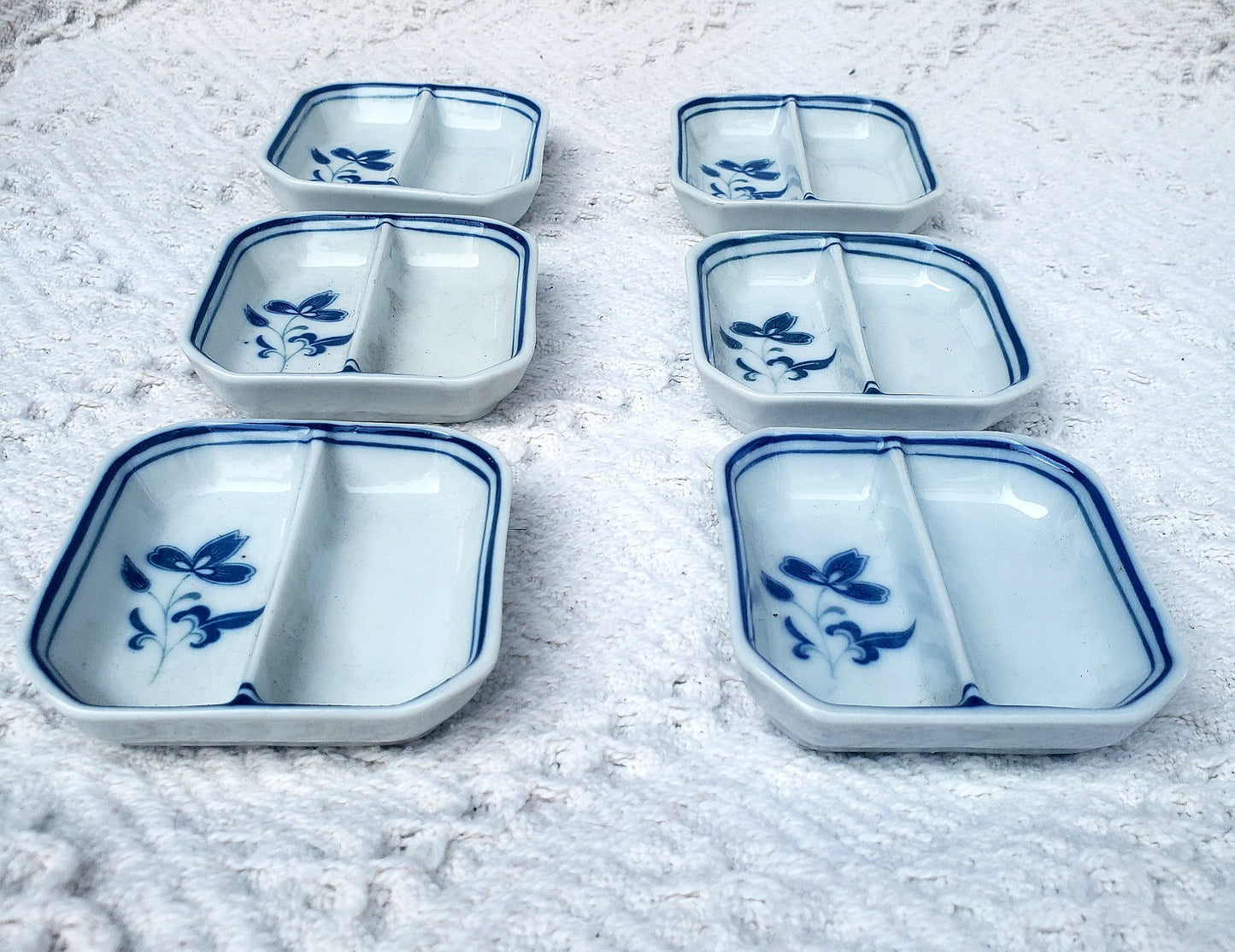 Vintage Blue and White Dipping Dishes, Set of 6