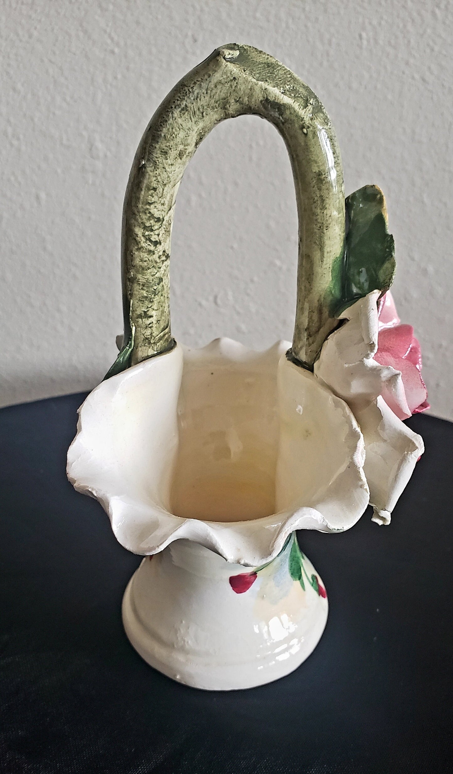 Vintage Italian Porcelain Flower Basket