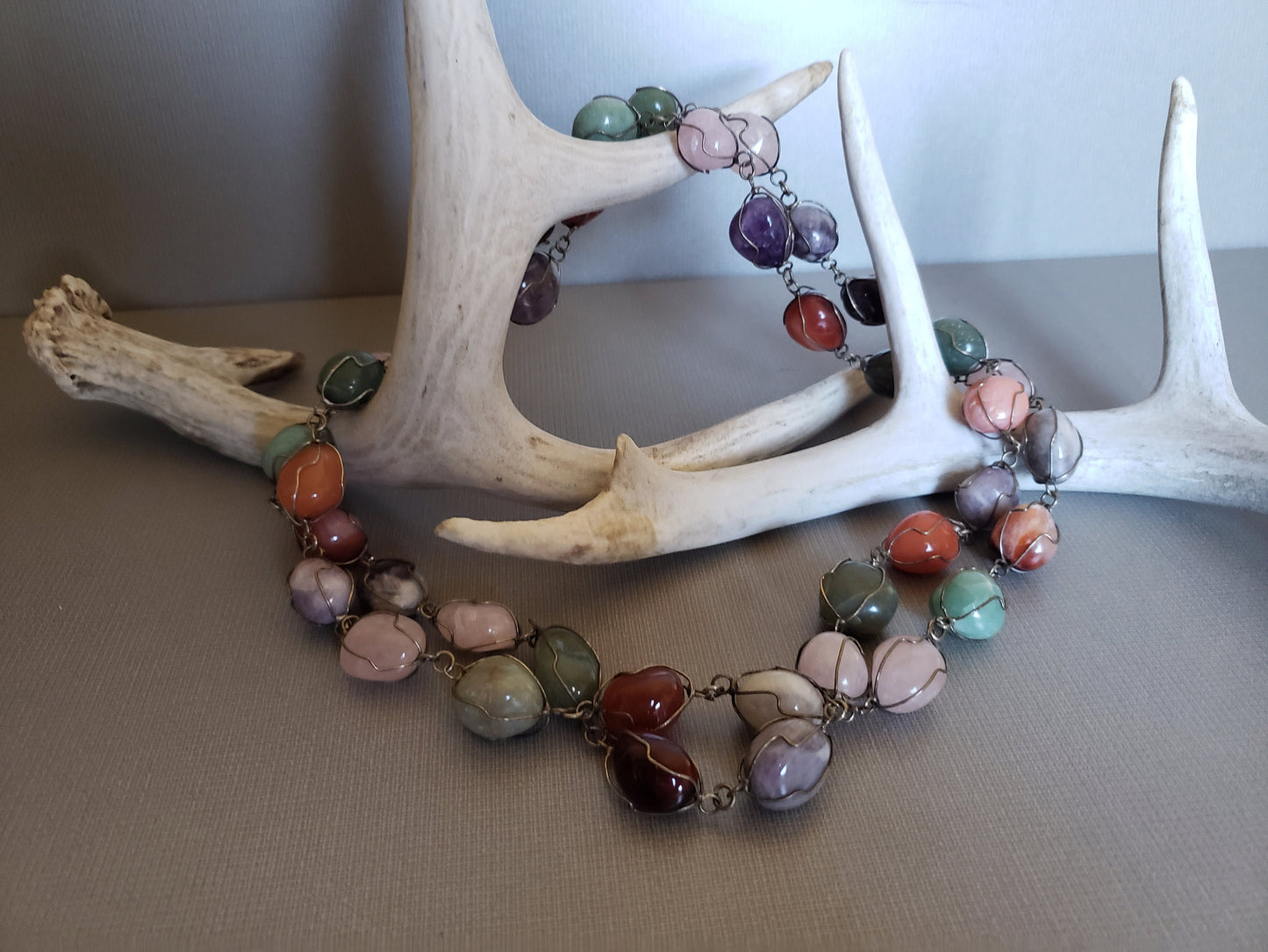 Tumbled Mineral Rock Gemstone Beaded Necklace