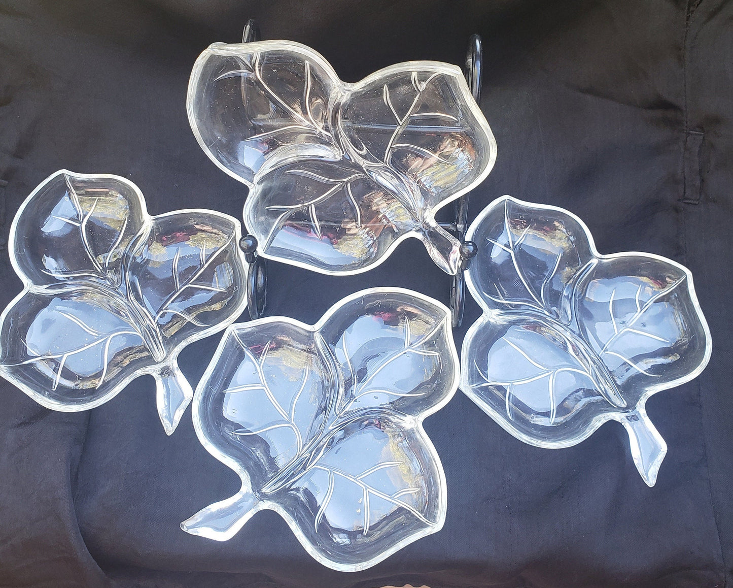 Vintage Clear Glass Maple Leaf Candy/Nut/Serving Dish
