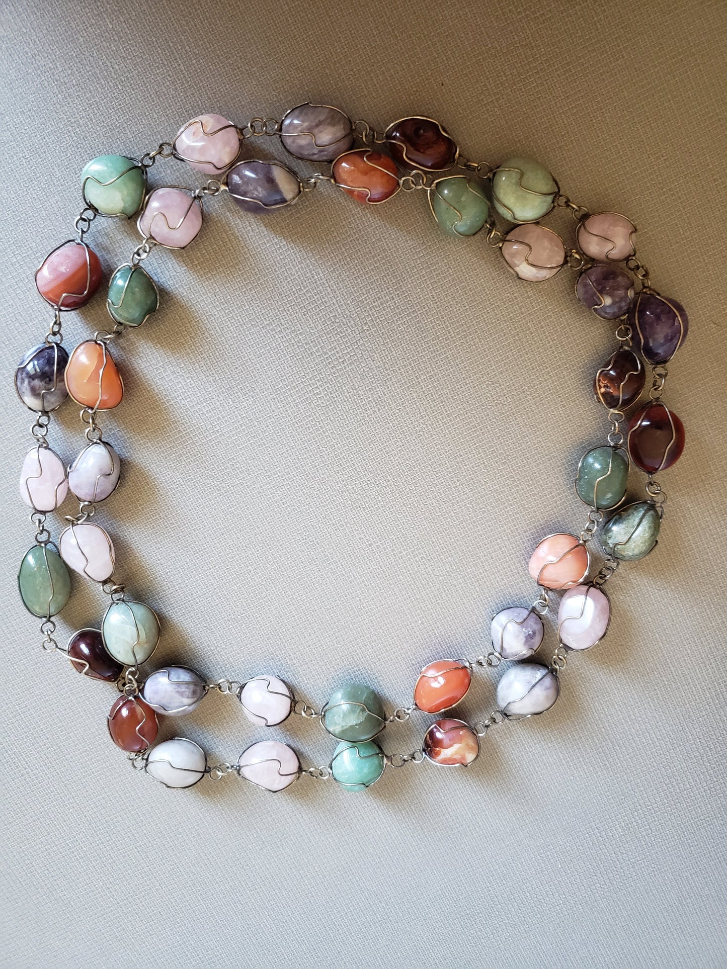 Tumbled Mineral Rock Gemstone Beaded Necklace