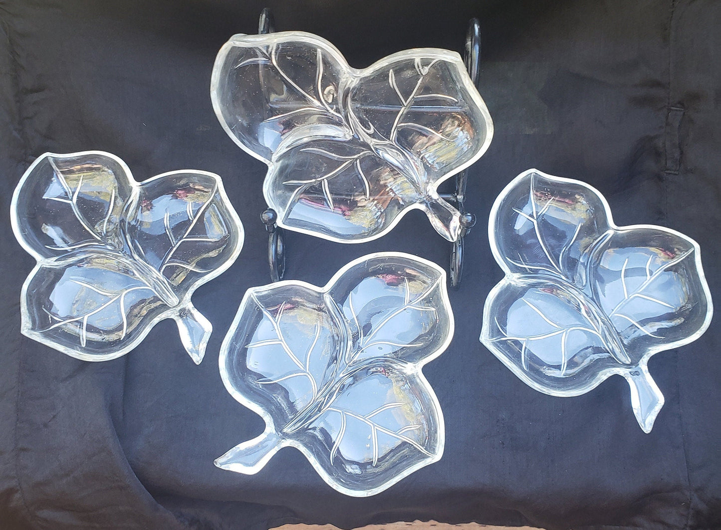 Vintage Clear Glass Maple Leaf Candy/Nut/Serving Dish