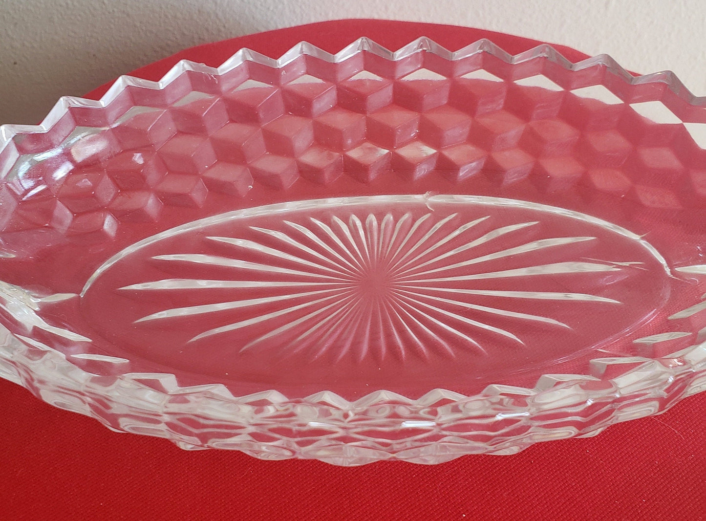 Vintage American Fostoria Clear Glass Relish Dish Set