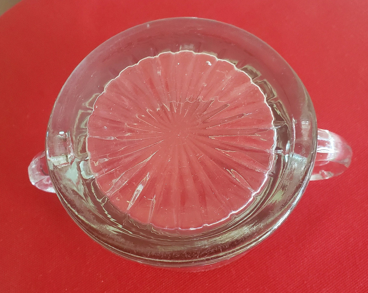 Double Sided Glass Creamer with Sunburst Pattern