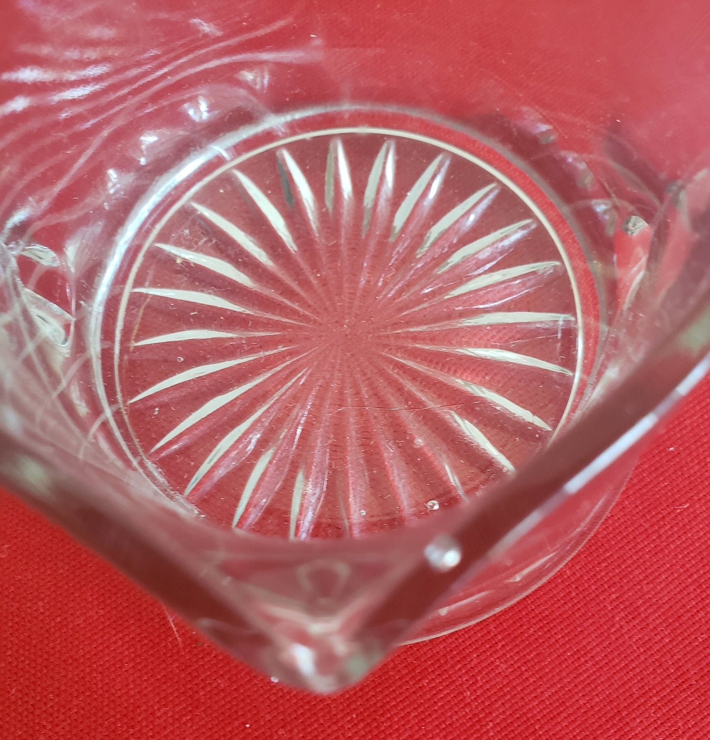Double Sided Glass Creamer with Sunburst Pattern