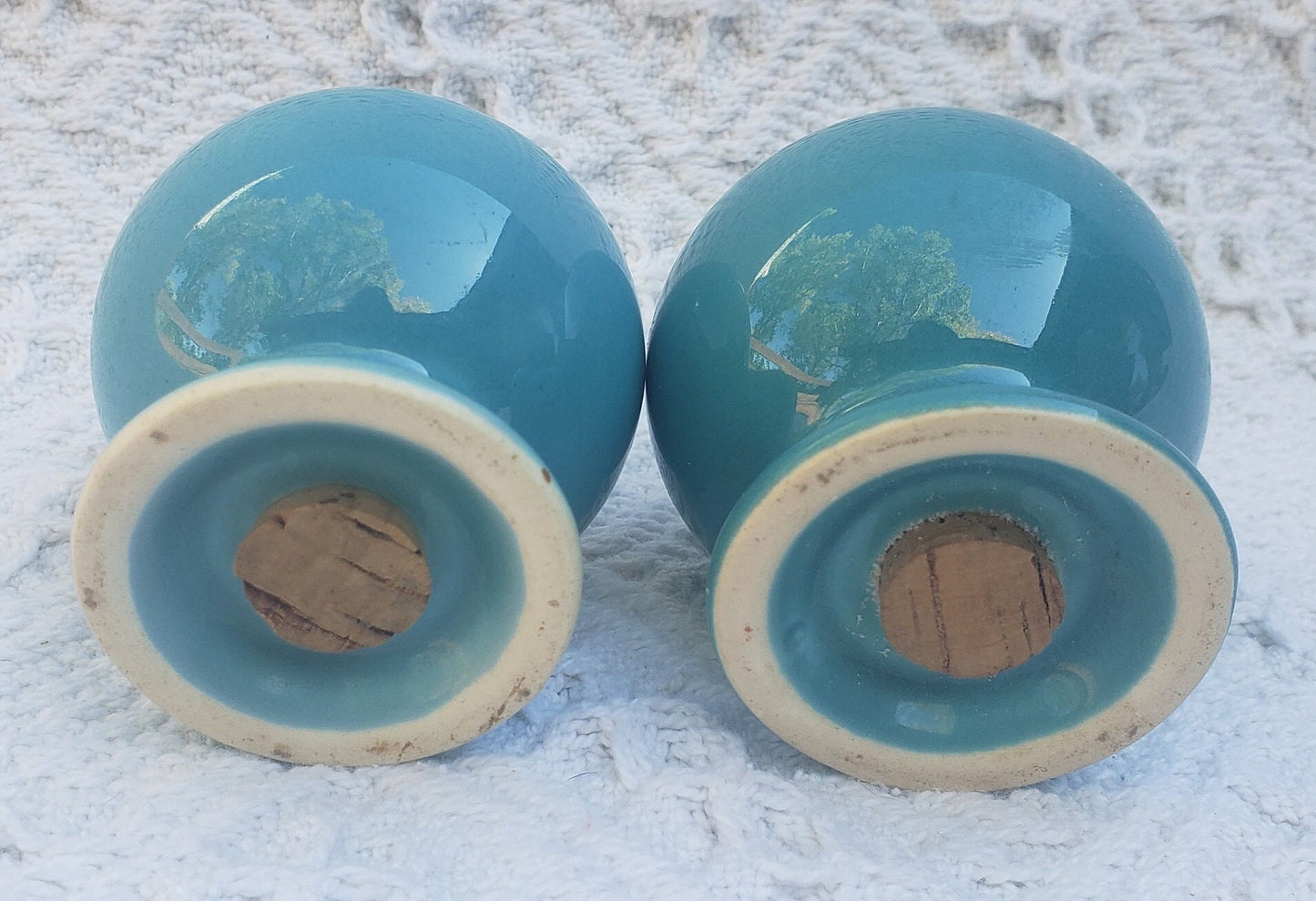 Vintage Fiesta Salt & Pepper Shakers in Original Turquoise Glaze