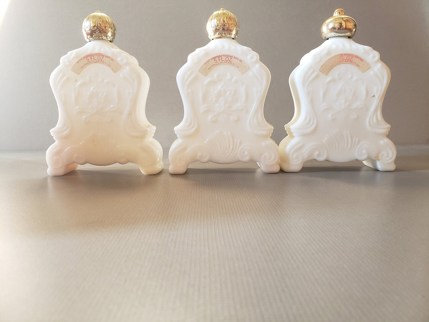 Vintage Avon Glassware Collection: Leisure Hours Foaming Bath Oil, Milk Glass Mantle Clock, Rapture Scent