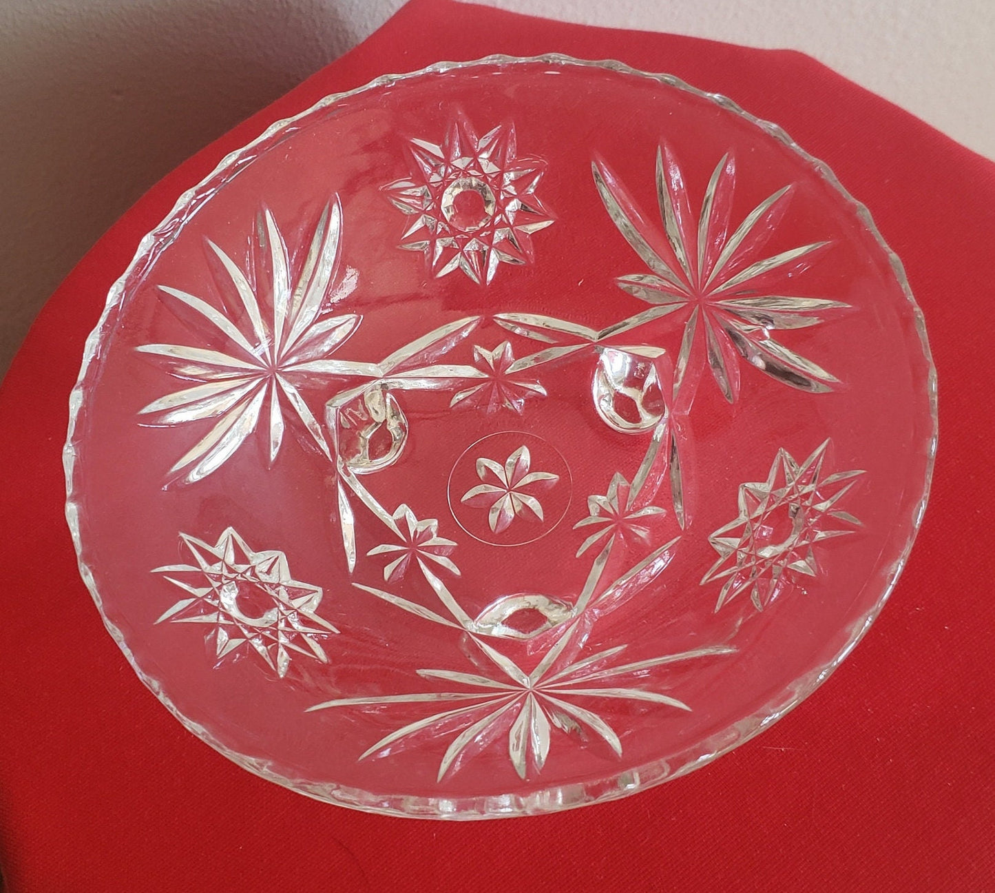 Vintage Anchor Hocking Stars and Fans Footed Dish