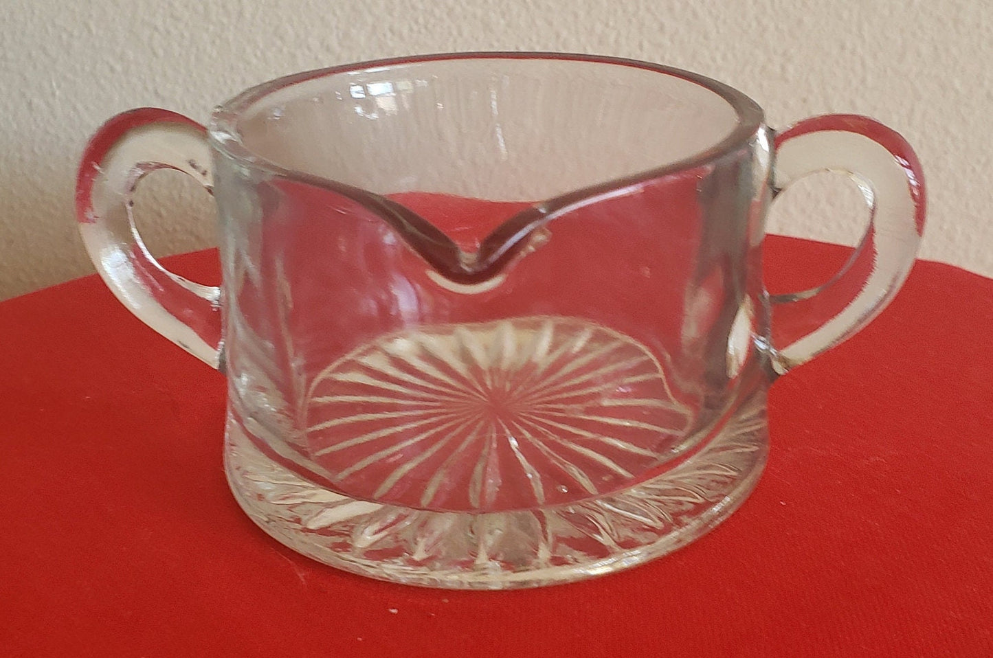 Double Sided Glass Creamer with Sunburst Pattern