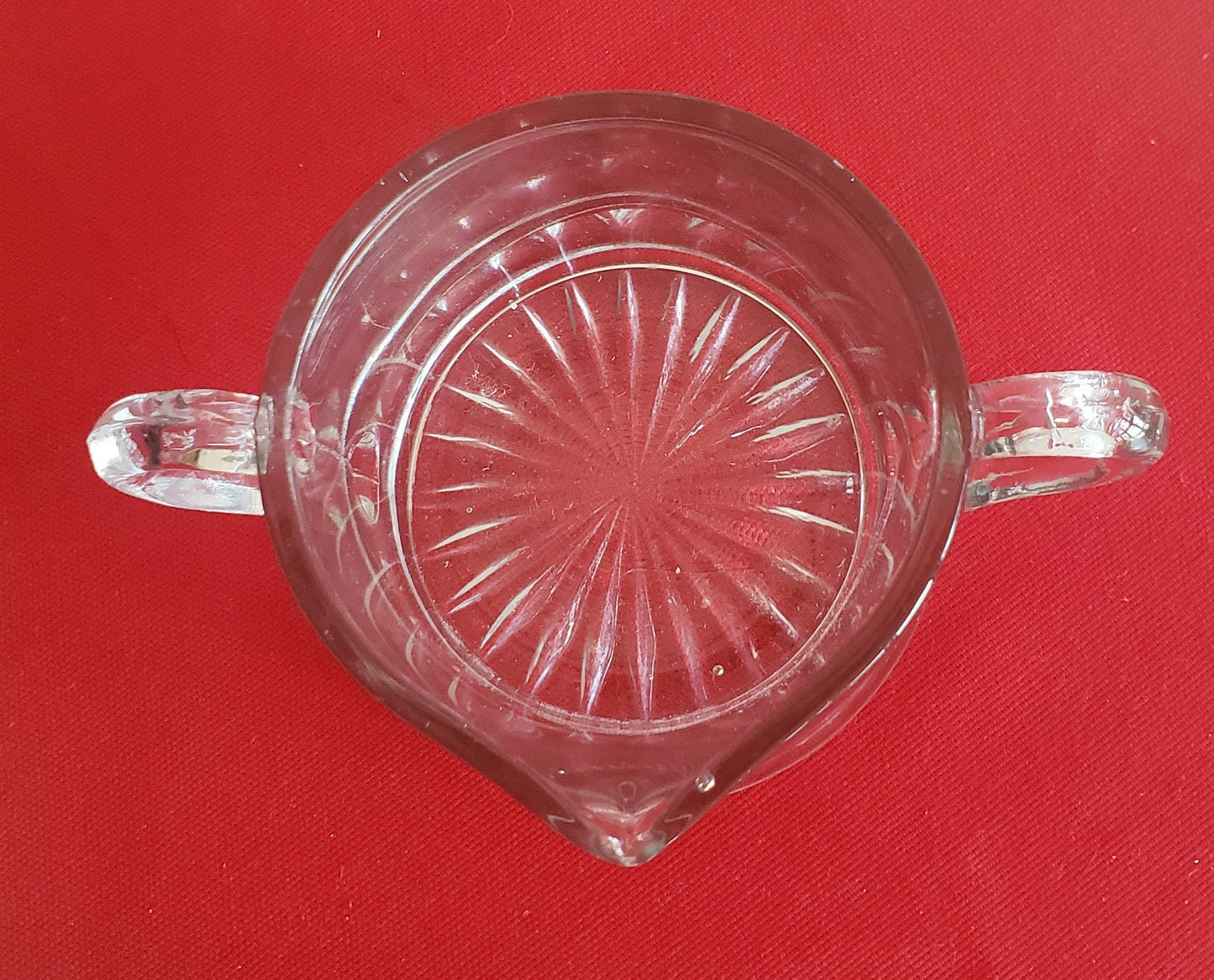 Double Sided Glass Creamer with Sunburst Pattern