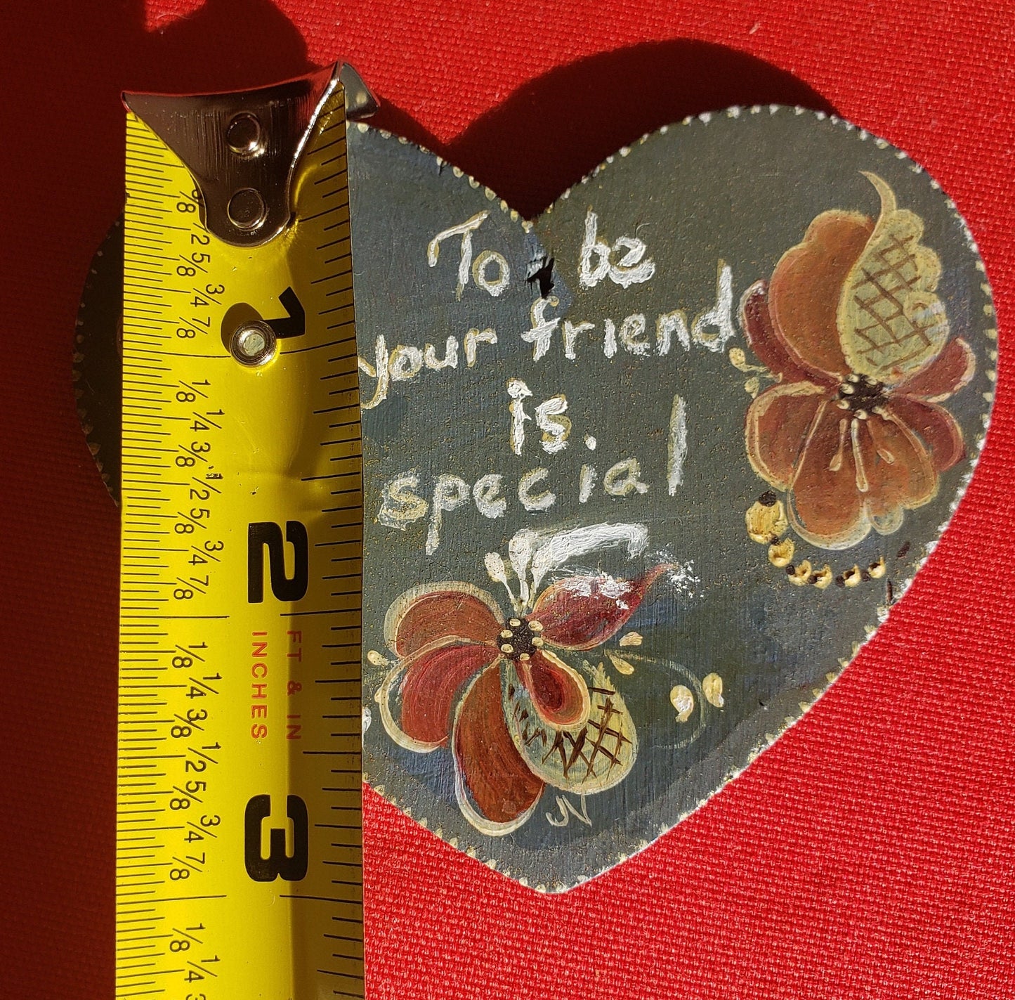 Norwegian Rosemaling Small Wooden Heart Wall Hanging