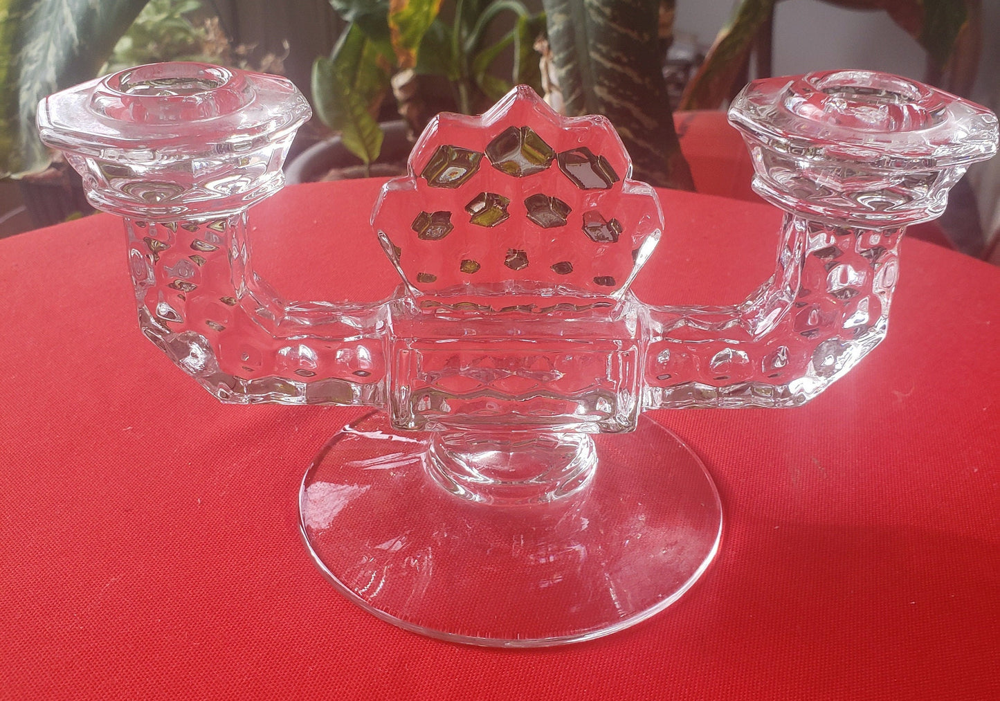 Vintage Double Candlestick Holder by Fostoria Glass