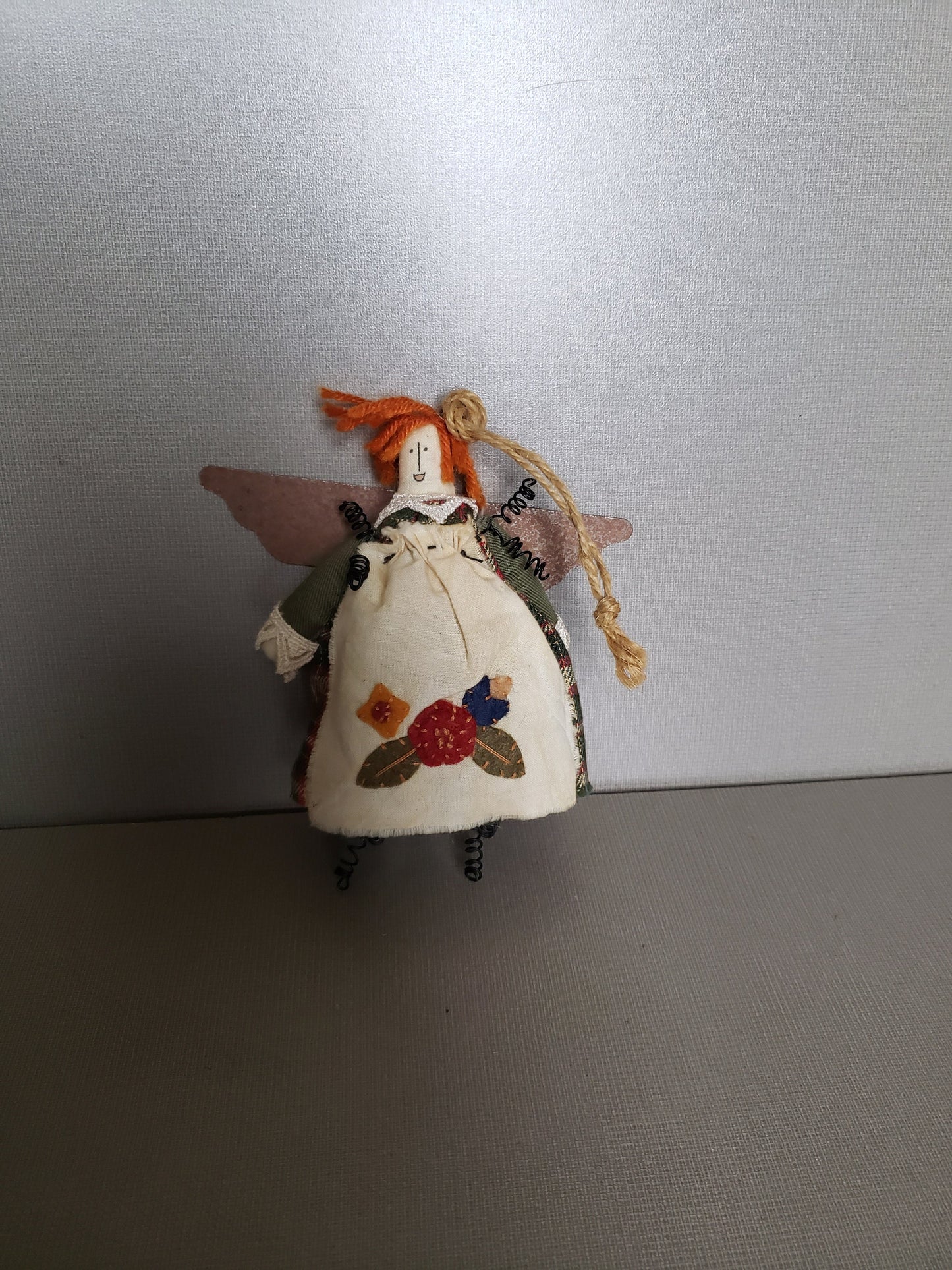Vintage Plush Christmas Angel with Metal Wings