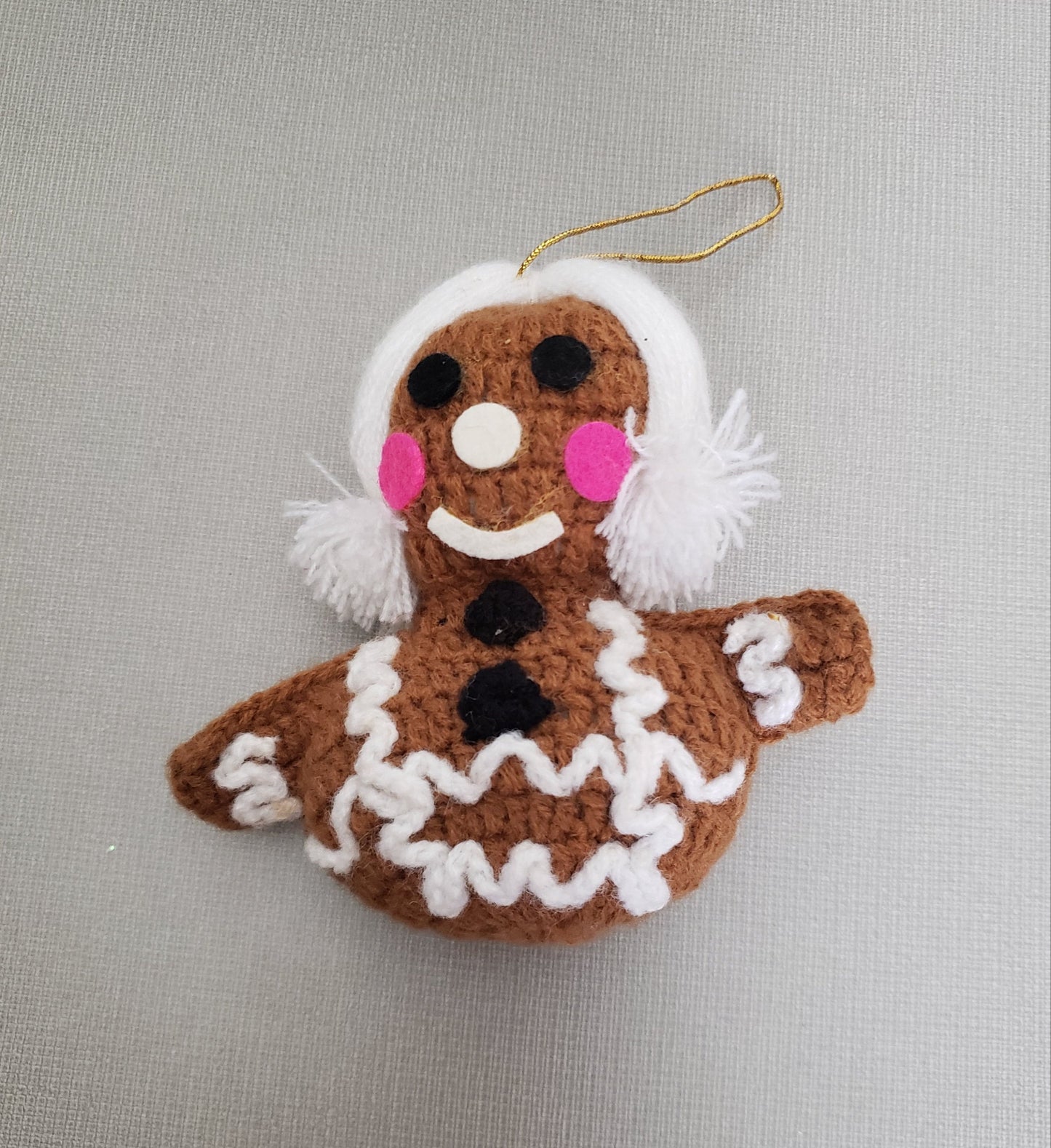 Vintage 1970's R. Dakin & Co. Christmas Ornaments, set of 3, Santa Mouse, Gingerbread Girl, and Snowman, Plush Christmas Ornaments