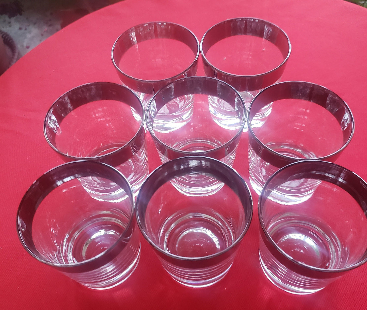 Dorothy Thorpe 1960s Silver Rimmed Old-Fashioned/Whiskey Tumblers-Set of 8