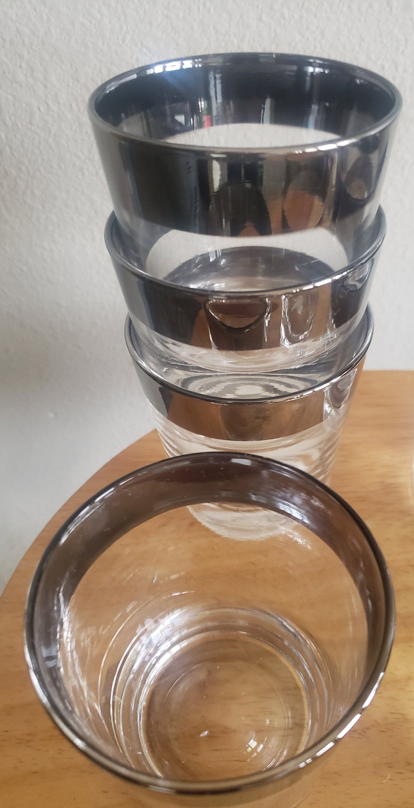 Dorothy Thorpe 1960s Silver Rimmed Old-Fashioned/Whiskey Tumblers-Set of 8