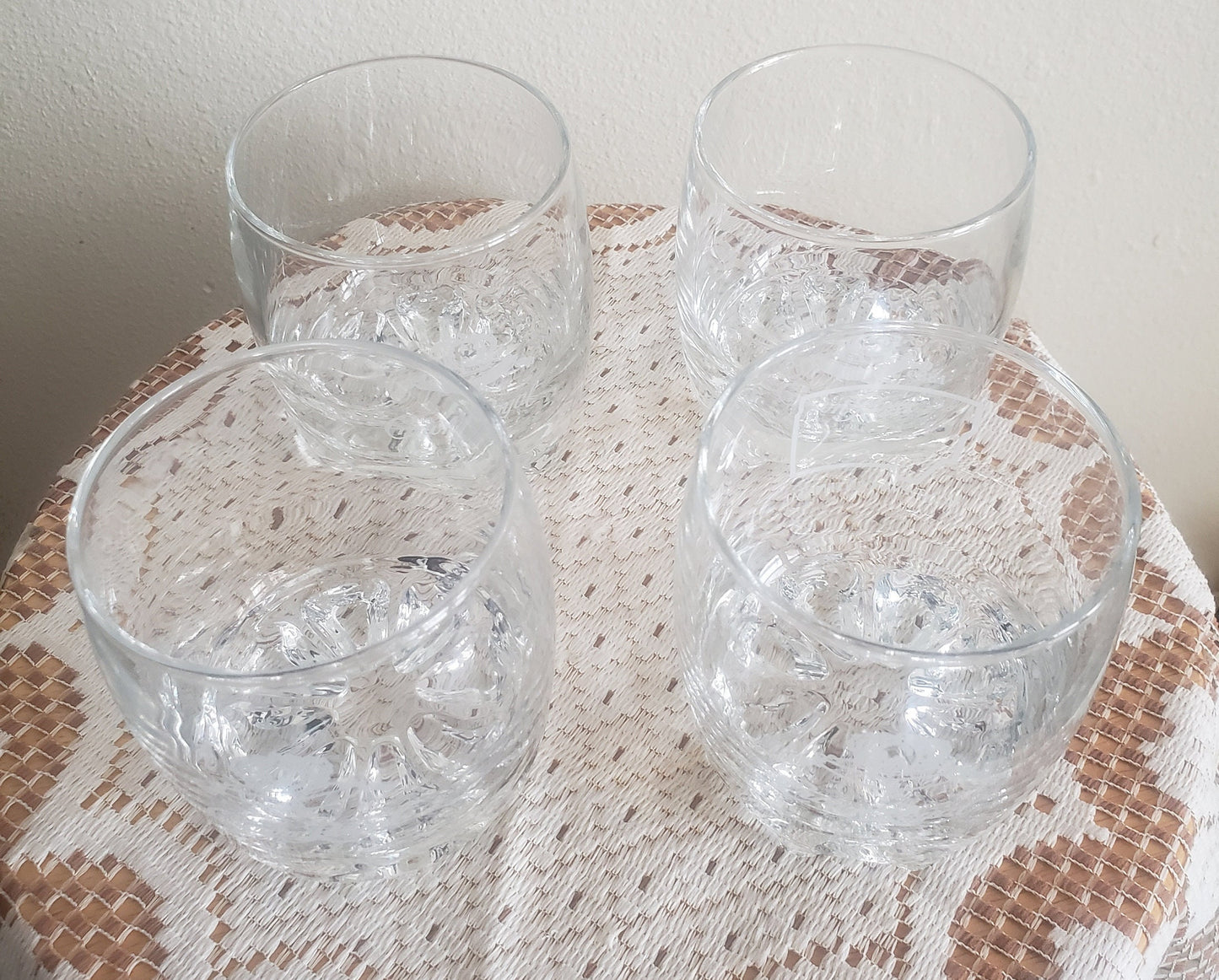 Vintage Embossed Crown Royal Glasses - Set of 4