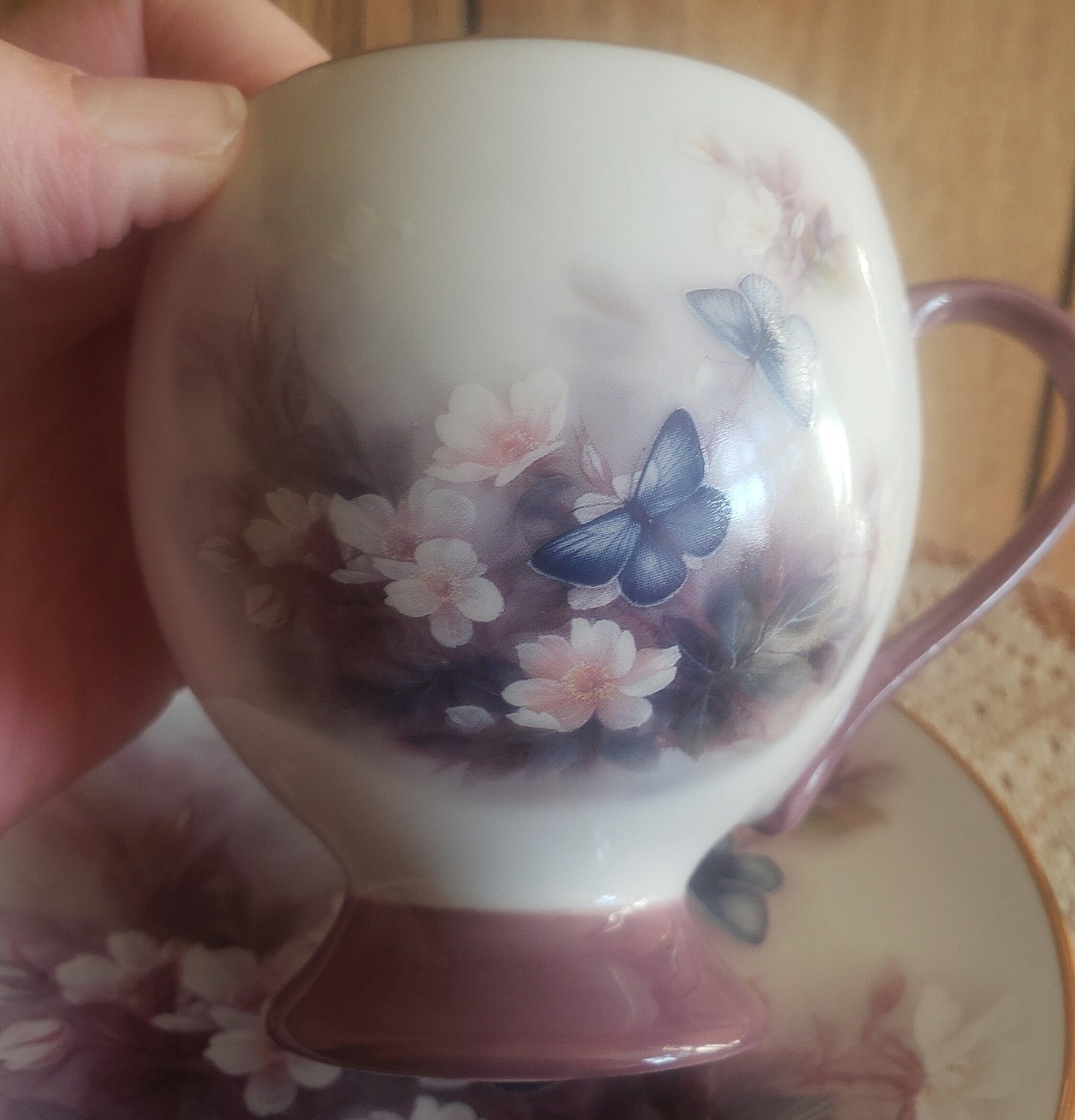 Vintage Teleflora Gift Lena Liu Blossoms and Butterflies Mug & Saucer