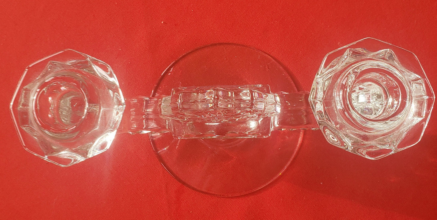 Vintage Double Candlestick Holder by Fostoria Glass