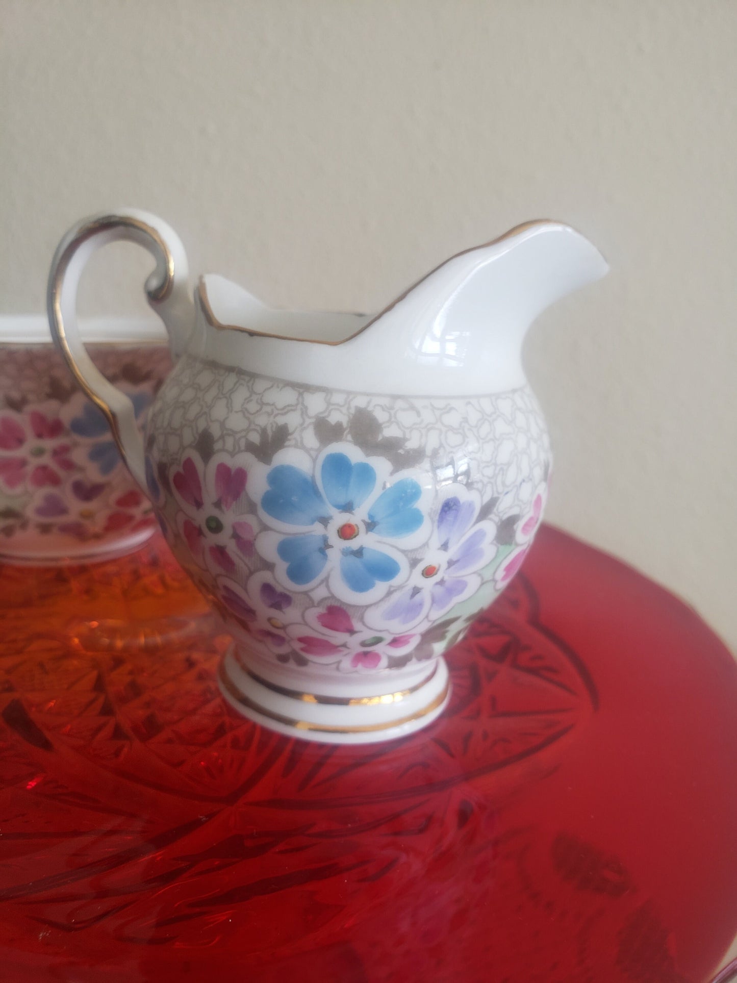 Vintage Tuscan Fine Bone China Sugar Bowl and Creamer Set