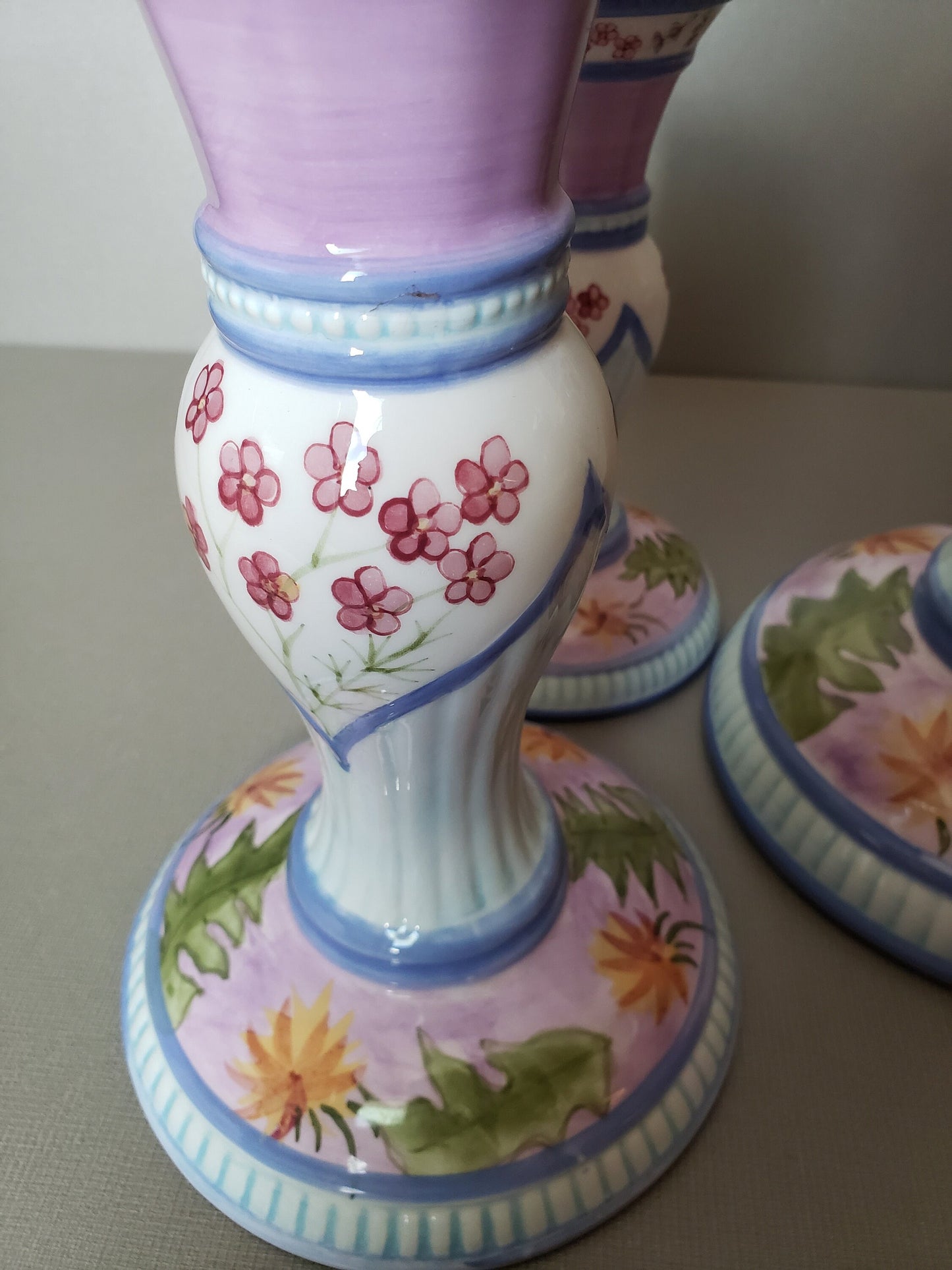 Capriware Hand Painted Candle Holder Set