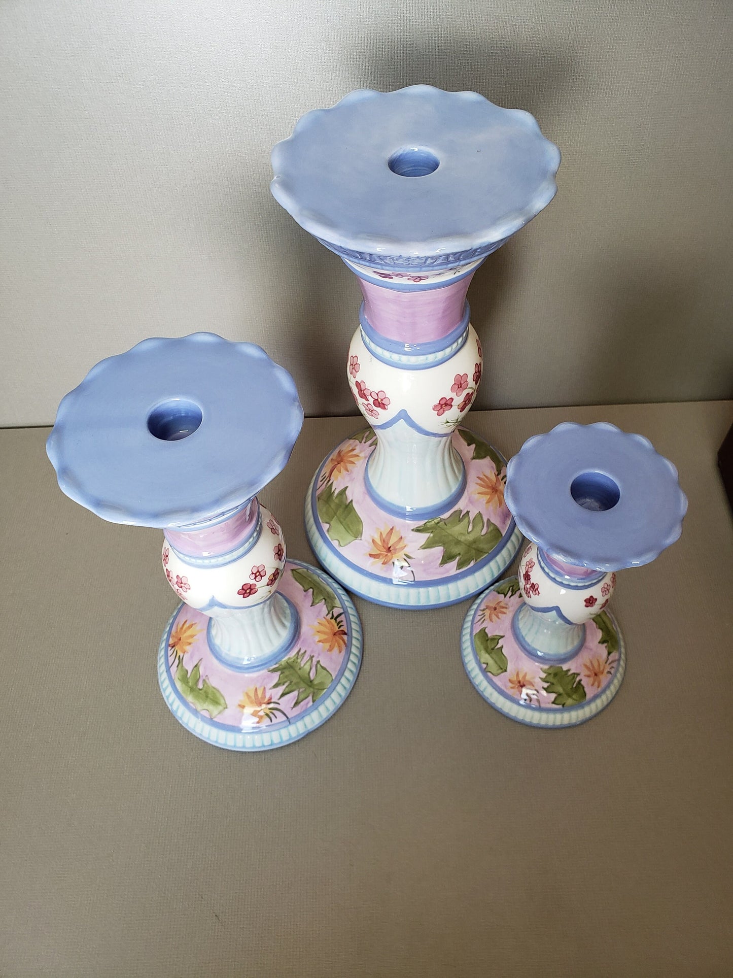 Capriware Hand Painted Candle Holder Set