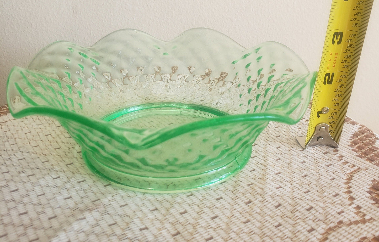 Vintage Green Glass Fruit Bowl