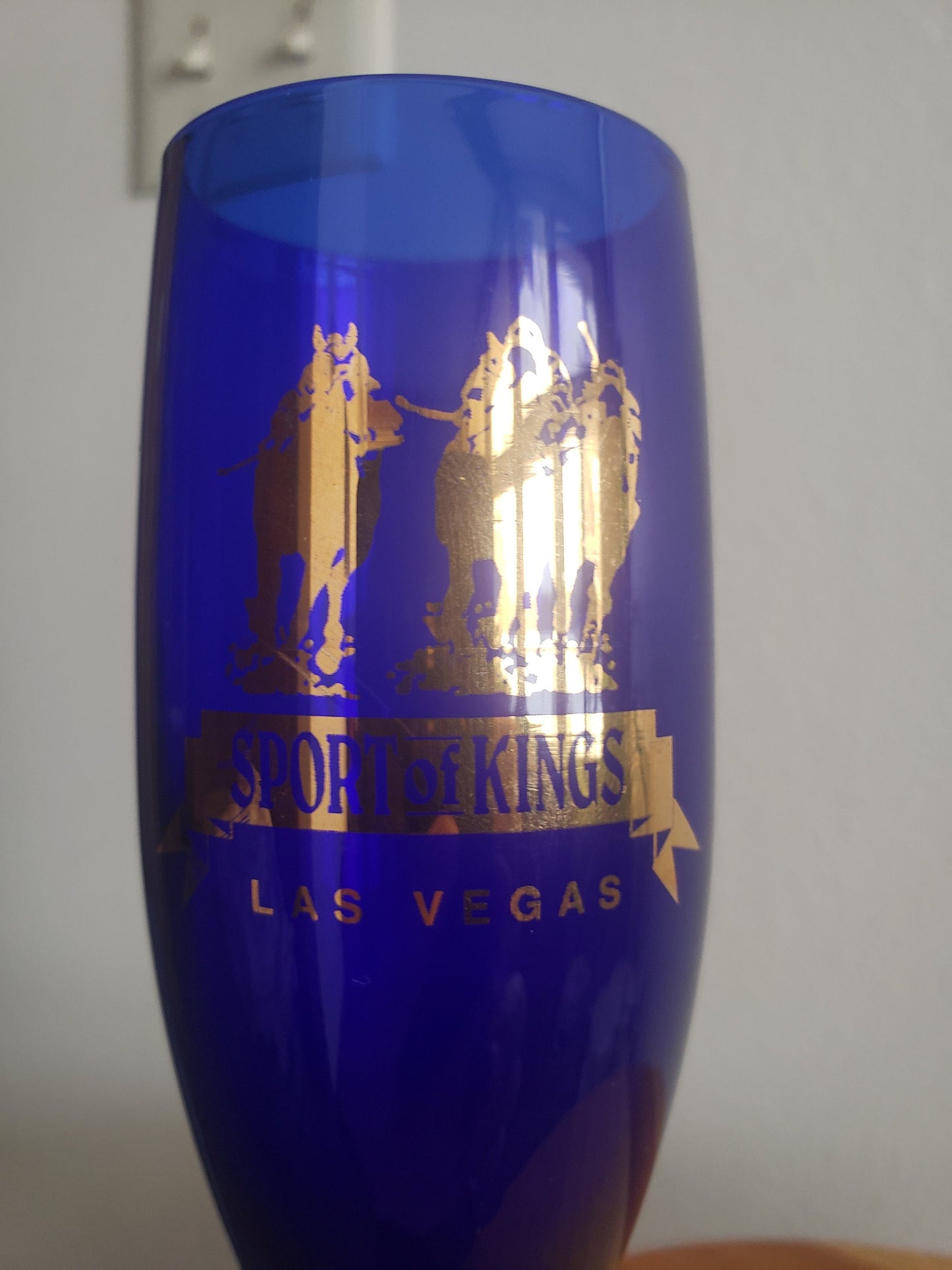 Vintage Sport of Kings Cobalt Blue Trumpet Champagne Flute (Prototype)