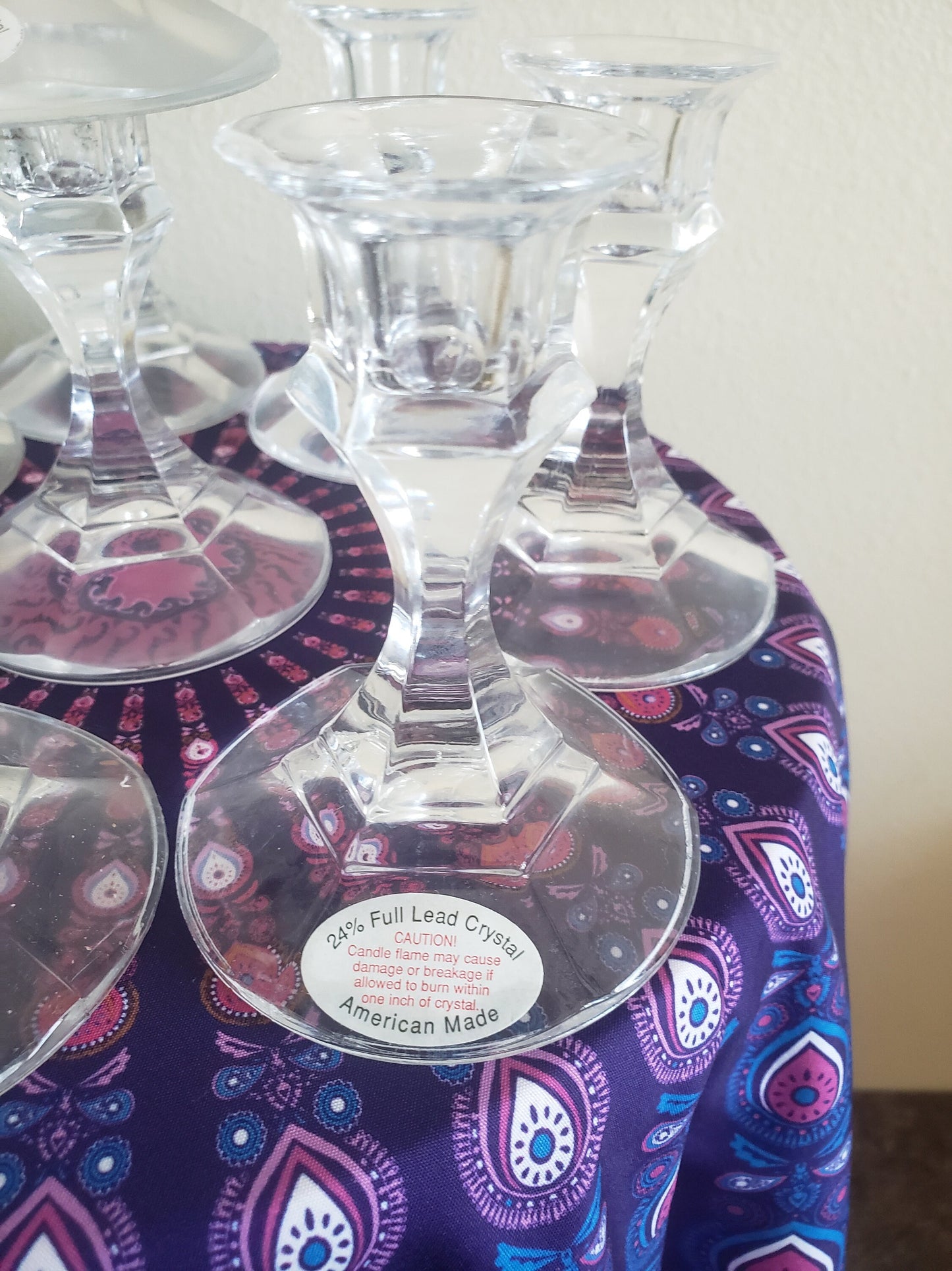 Set of 9 Crystal Candlestick Holders