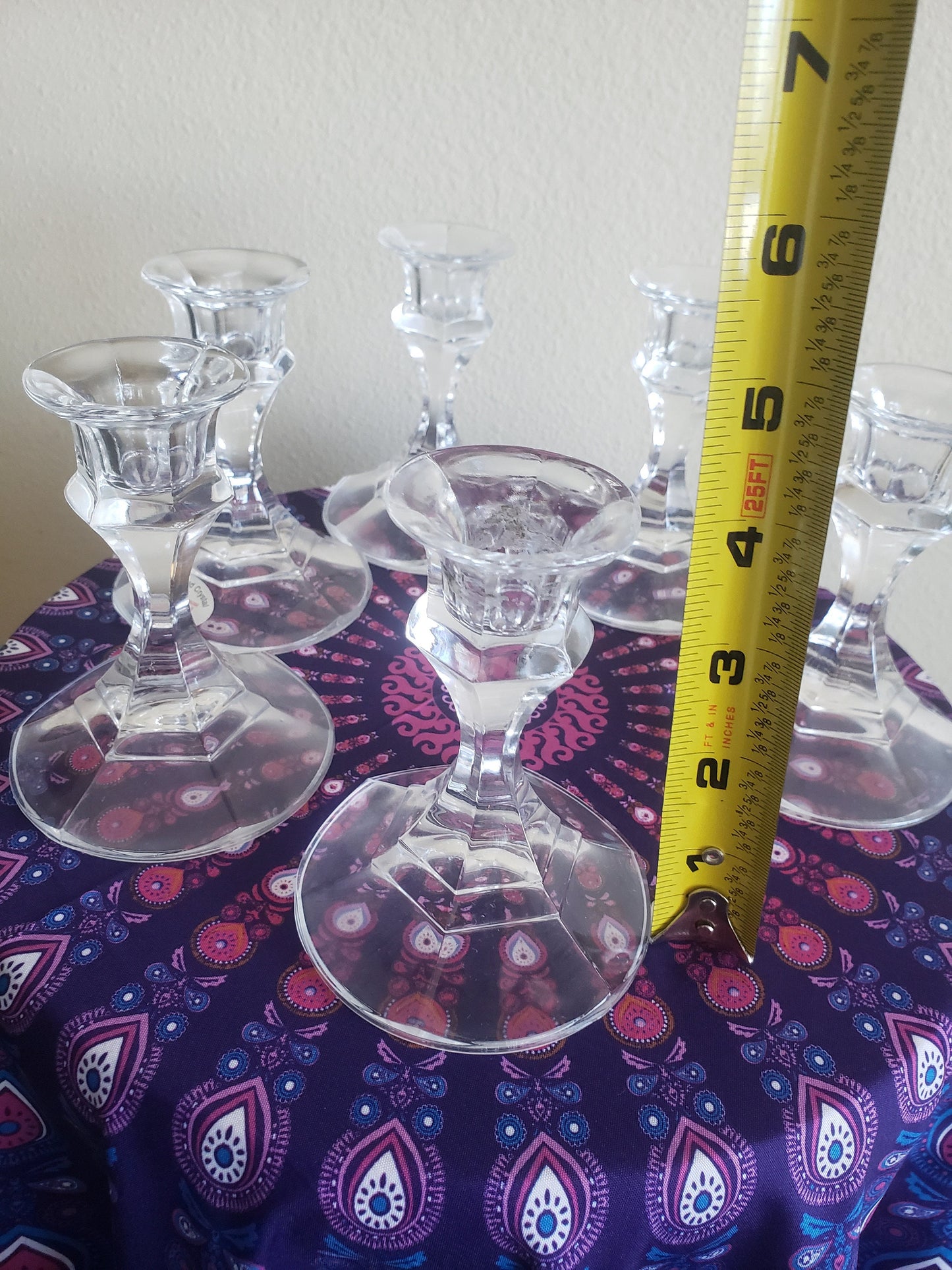Set of 9 Crystal Candlestick Holders