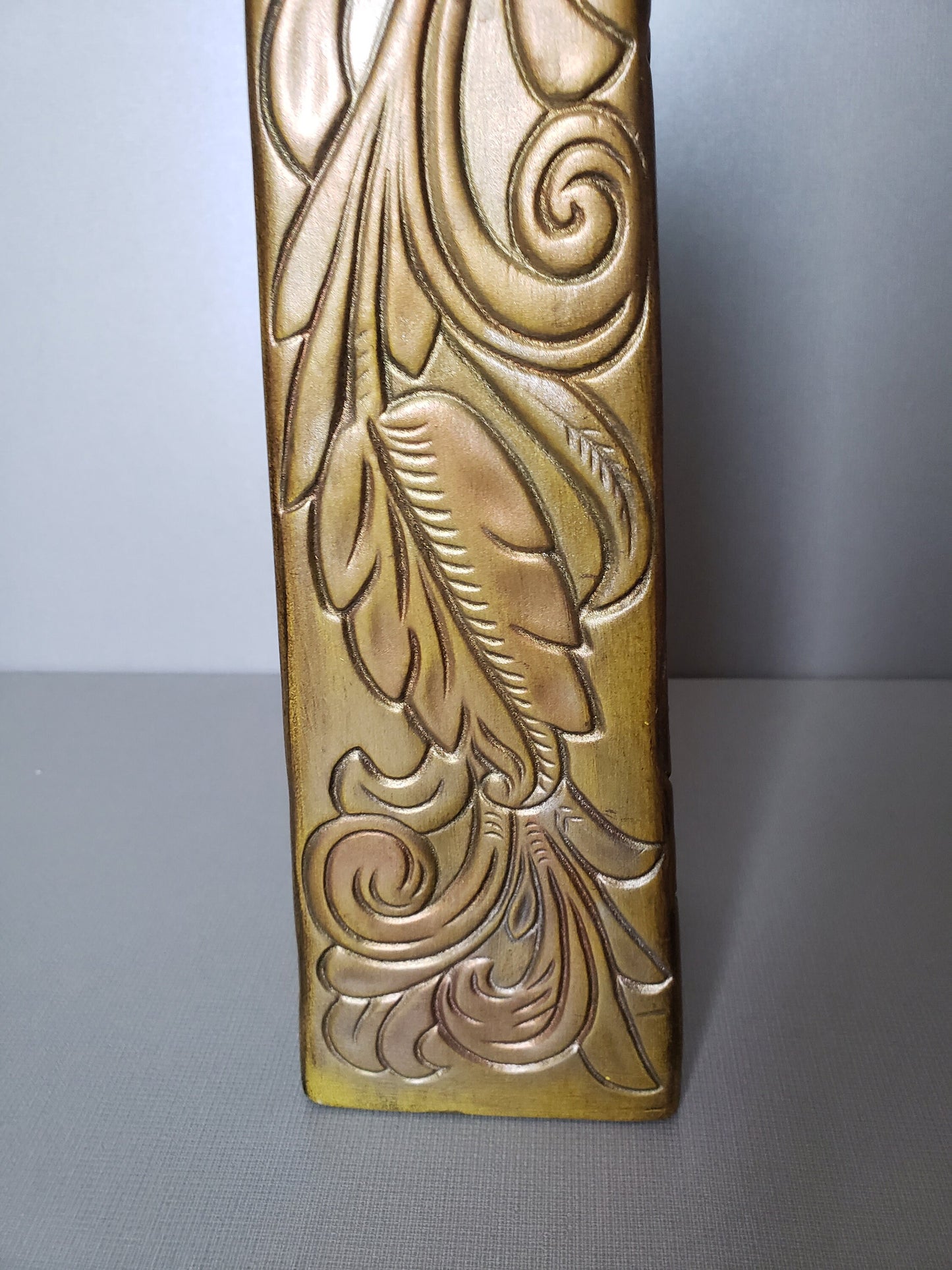Vintage Hand Painted Ceramic Bronze and Copper Colored Vase