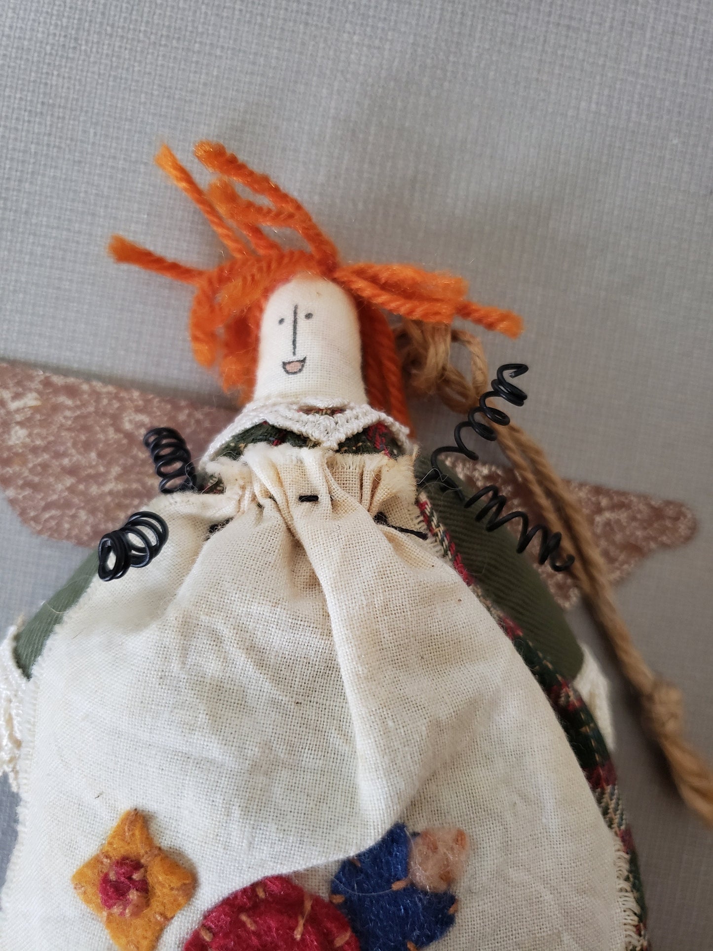 Vintage Plush Christmas Angel with Metal Wings
