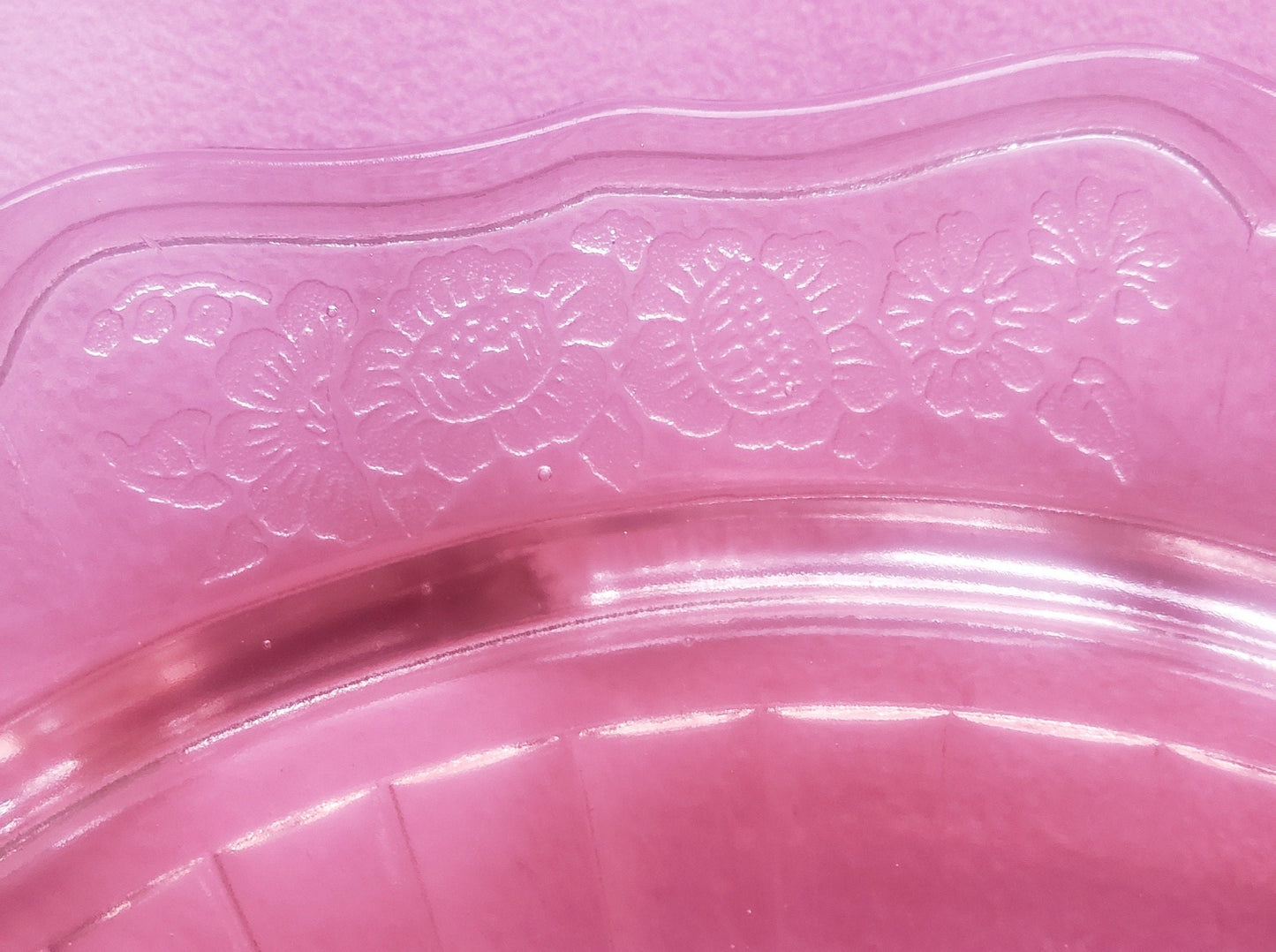 Vintage Pink Depression Glass Cake Plate With Handles