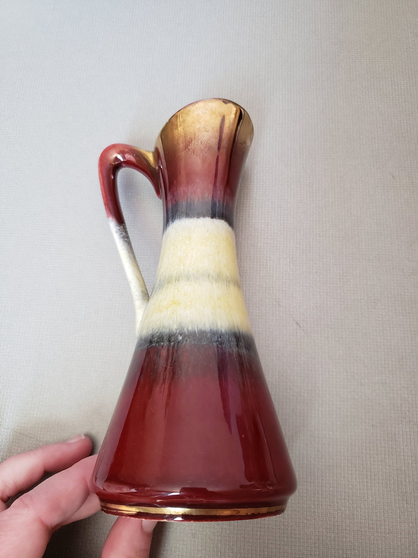 Vintage Bay Keramik Drip Glaze Jug Ewer West Germany 295-17