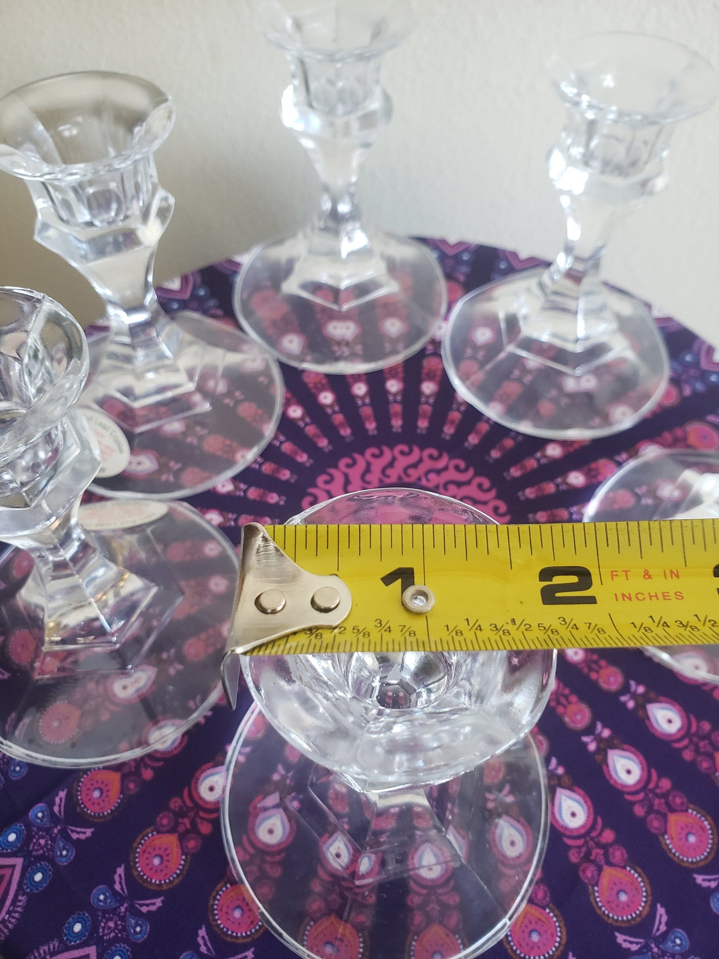 Set of 9 Crystal Candlestick Holders