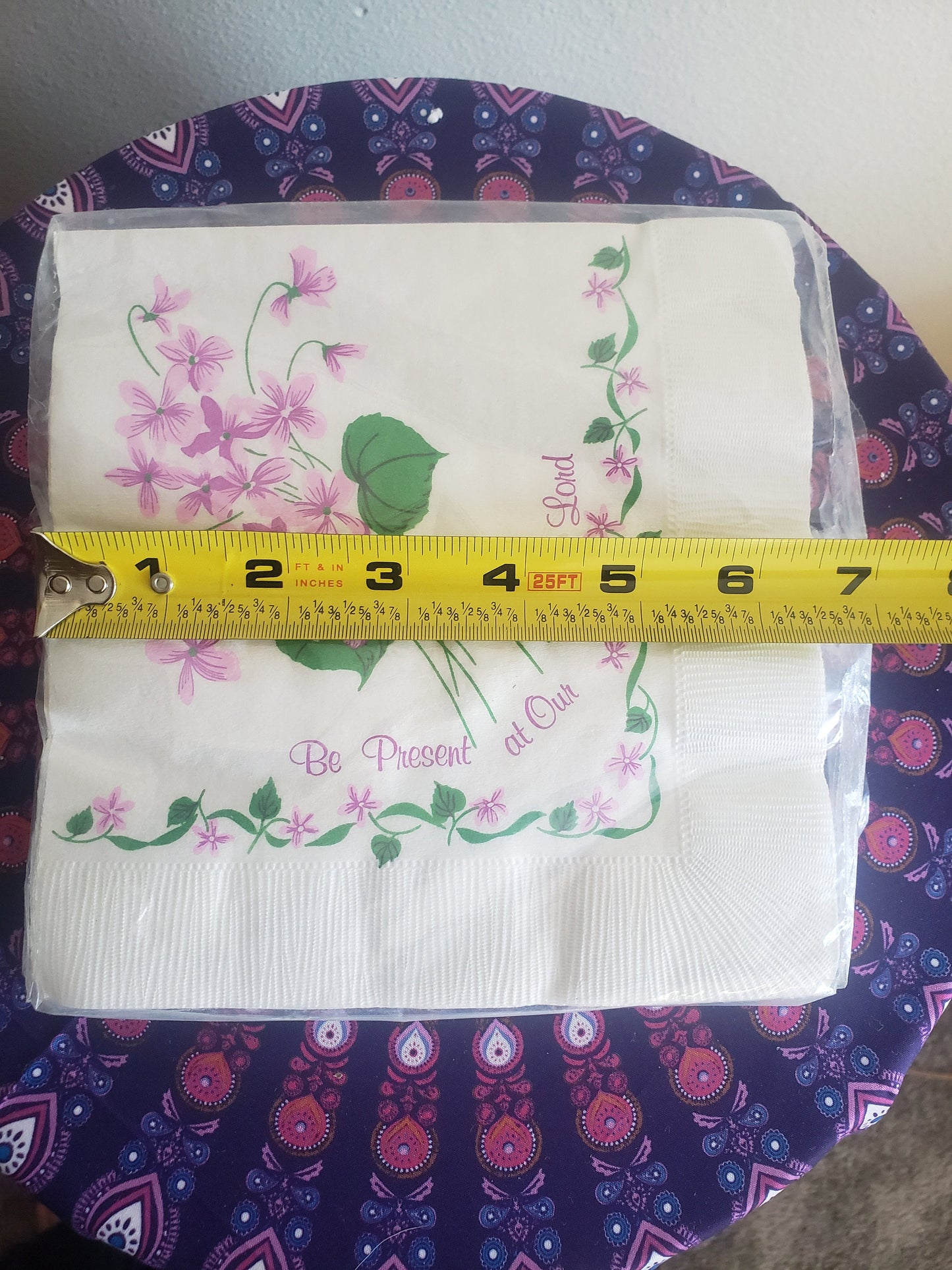Vintage Graceline Paper Table Napkins - Purple Flower Bouquet