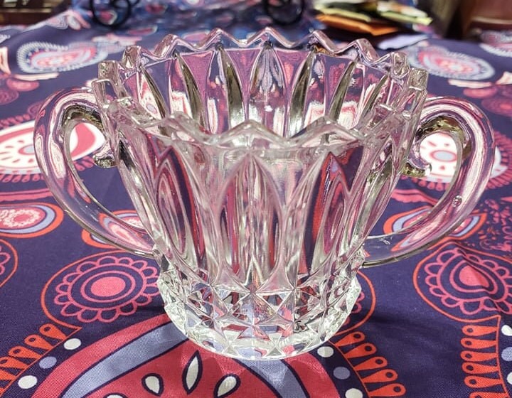 Vintage Cut Glass Open Sugar Bowl